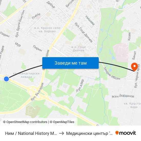 Ним / National History Museum (1464) to Медицински център ''АФРОДИТА'' map