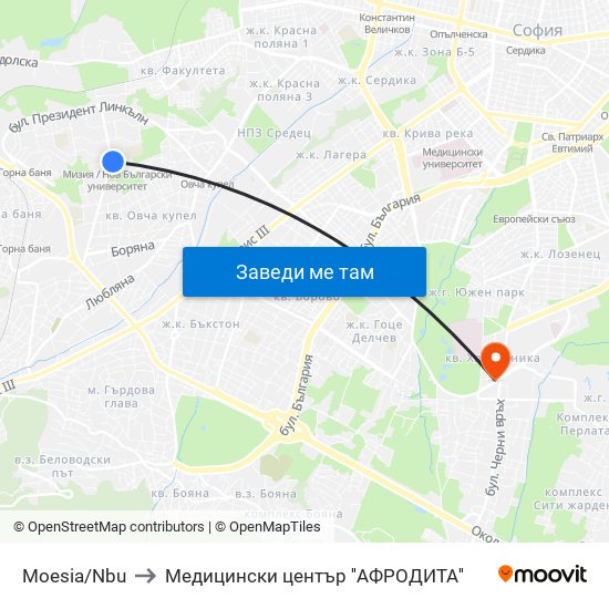 Moesia/Nbu to Медицински център ''АФРОДИТА'' map