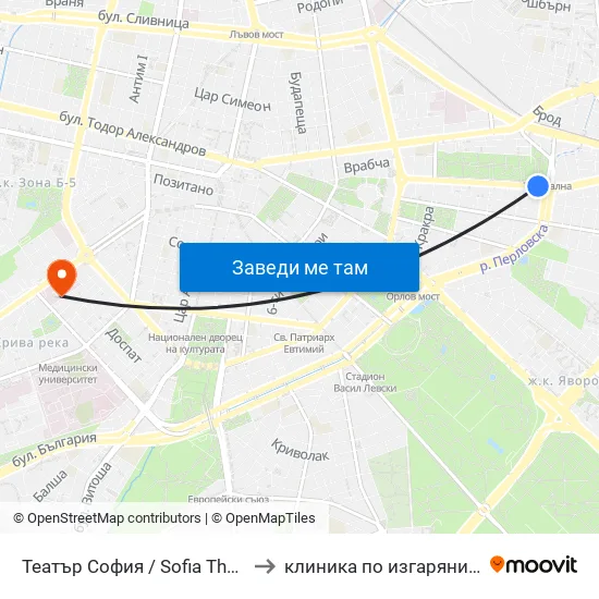 Театър София / Sofia Theatre (1727) to клиника по изгаряния пирогов map