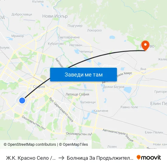 Ⓜ️ Ж.К. Красно Село / Krasno Selo Qr. (0638) to Болница За Продължително Лечение И Рехабилитация map