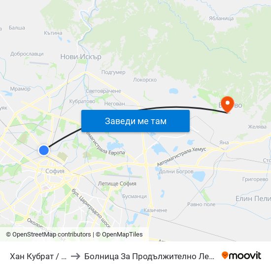 Хан Кубрат / Han Kubrat to Болница За Продължително Лечение И Рехабилитация map