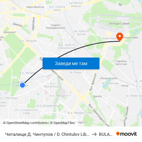Читалище Д. Чинтулов / D. Chintulov Library (2366) to BULATSA map