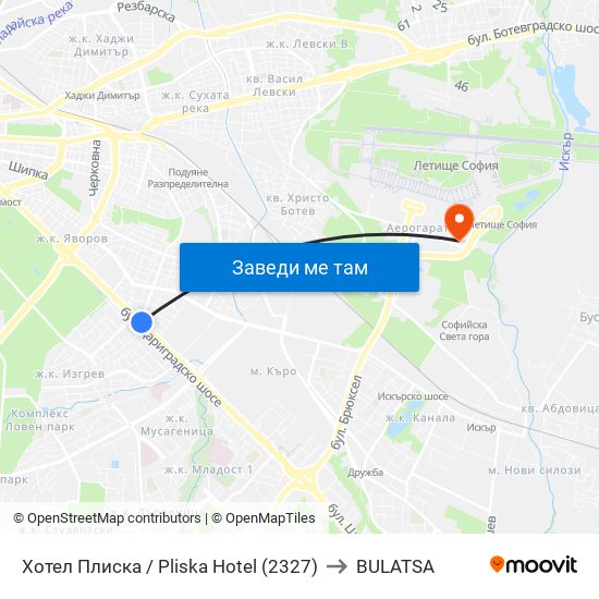 Хотел Плиска / Pliska Hotel (2327) to BULATSA map