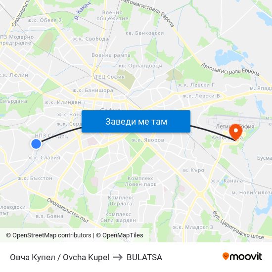Овча Купел / Ovcha Kupel to BULATSA map