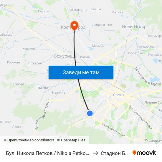 Бул. Никола Петков / Nikola Petkov Blvd. (0347) to Стадион Белица map