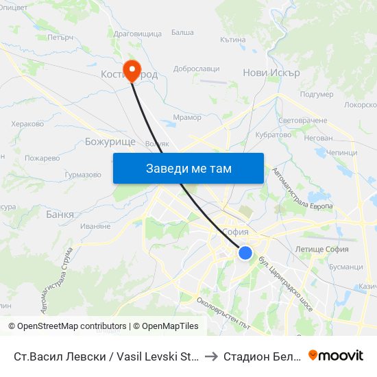 Ст.Васил Левски / Vasil Levski Stadium to Стадион Белица map