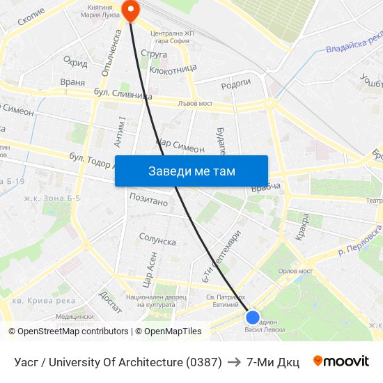 Уасг / University Of Architecture (0387) to 7-Ми Дкц map