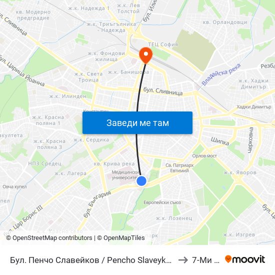Бул. Пенчо Славейков / Pencho Slaveykov Blvd. (0356) to 7-Ми Дкц map