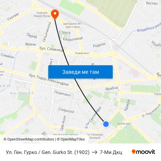 Ул. Ген. Гурко / Gen. Gurko St. (1902) to 7-Ми Дкц map