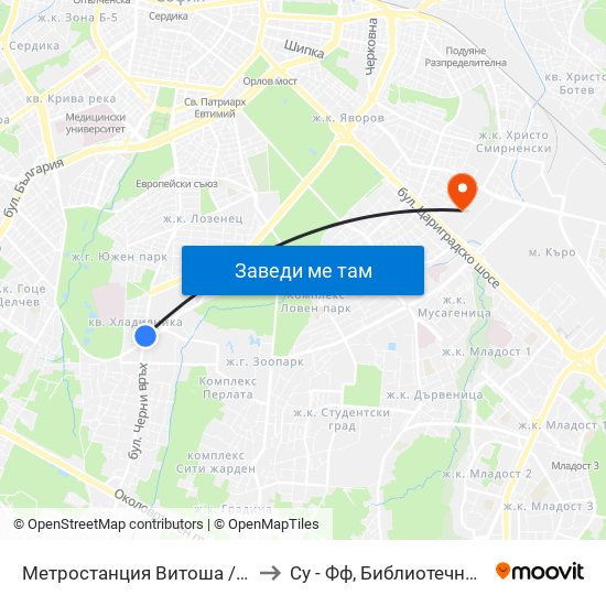 Метростанция Витоша / Vitosha Metro Station (2654) to Су - Фф, Библиотечно-Информационни Науки map