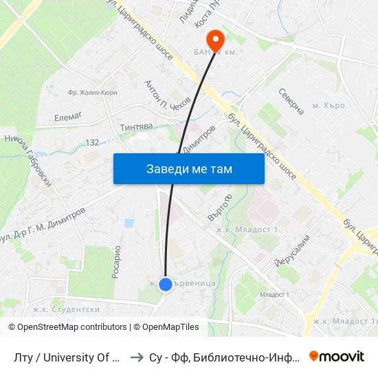 Лту / University Of Forestry (0617) to Су - Фф, Библиотечно-Информационни Науки map