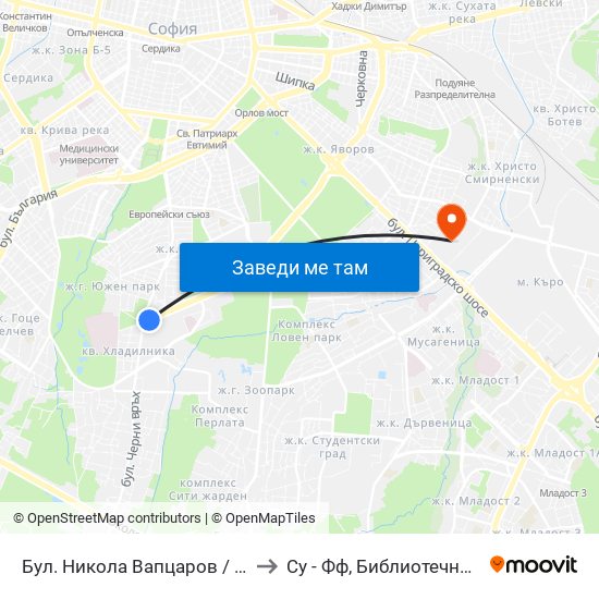 Бул. Никола Вапцаров / Nikola Vaptsarov Blvd. (0344) to Су - Фф, Библиотечно-Информационни Науки map