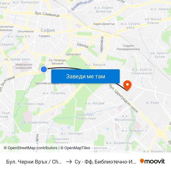 Бул. Черни Връх / Cherni Vrah Blvd. (0395) to Су - Фф, Библиотечно-Информационни Науки map