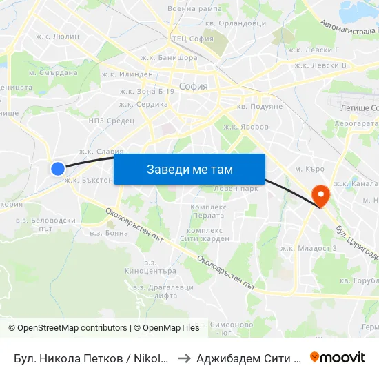 Бул. Никола Петков / Nikola Petkov Blvd. (0347) to Аджибадем Сити Клиник Умбал map
