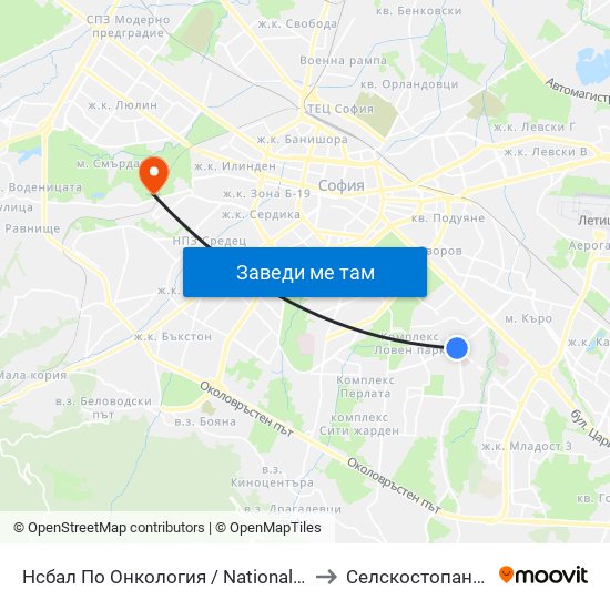 Нсбал По Онкология / National Oncology Hospital (0764) to Селскостопанска Академия map