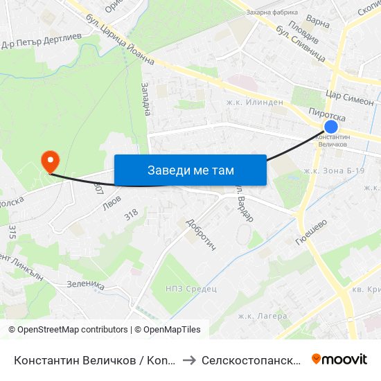 Константин Величков / Konstantin Velichkov to Селскостопанска Академия map