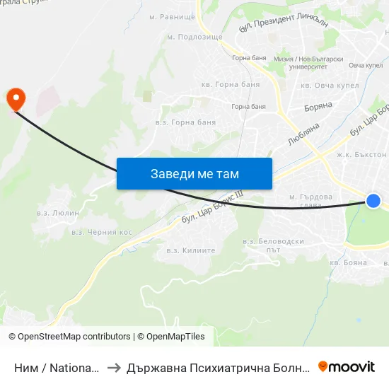 🎨 Ним / National History Museum (1464) to Държавна Психиатрична Болница За Лечение На Наркомании И Алкохолизъм map