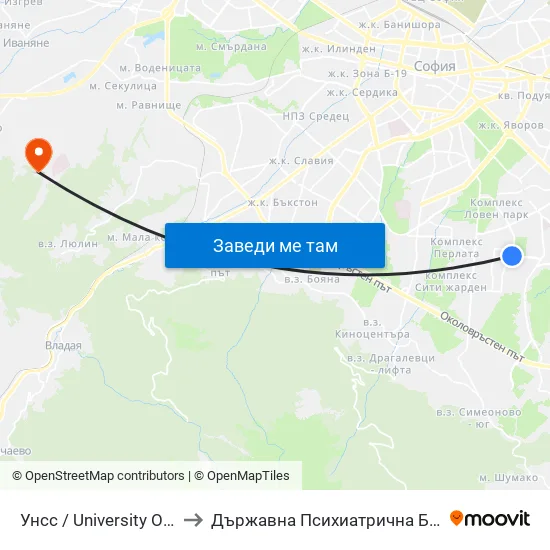 🎓 Унсс / University Of National And World Economy (1692) to Държавна Психиатрична Болница За Лечение На Наркомании И Алкохолизъм map