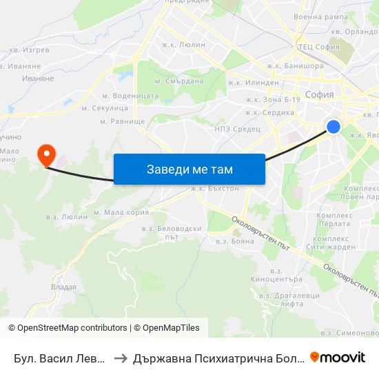 Бул. Васил Левски / Vasil Levski Blvd. (0300) to Държавна Психиатрична Болница За Лечение На Наркомании И Алкохолизъм map