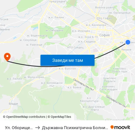 Ул. Оборище / Oborishte St. (2071) to Държавна Психиатрична Болница За Лечение На Наркомании И Алкохолизъм map