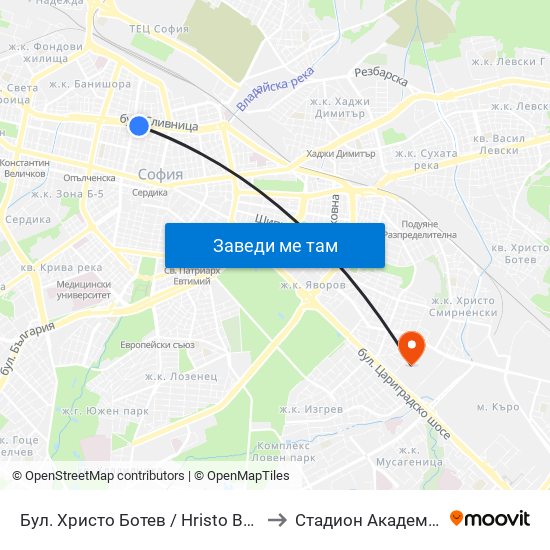 Бул. Христо Ботев / Hristo Botev Blvd. (0385) to Стадион Академик-Плиска map
