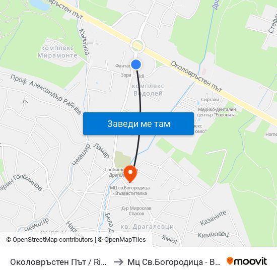 Околовръстен Път / Ring Road (1177) to Мц Св.Богородица - Възвестителка map