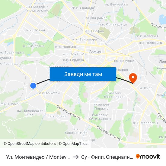 Ул. Монтевидео / Montevideo St. (2050) to Су - Фнпп, Специалност Музика map
