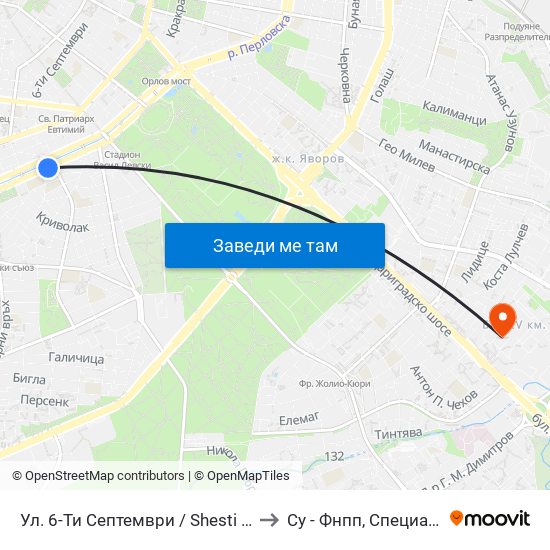 Ул. 6-Ти Септември / Shesti Septemvri St. (1807) to Су - Фнпп, Специалност Музика map