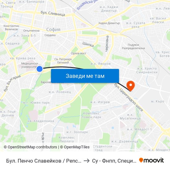Бул. Пенчо Славейков / Pencho Slaveykov Blvd. (0356) to Су - Фнпп, Специалност Музика map