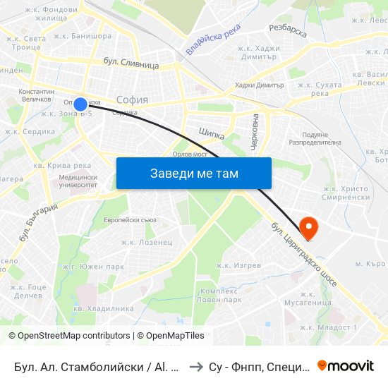 Бул. Ал. Стамболийски / Al. Stamboliyski Blvd. (0283) to Су - Фнпп, Специалност Музика map