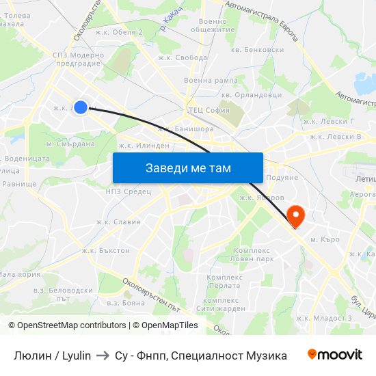 Люлин / Lyulin to Су - Фнпп, Специалност Музика map