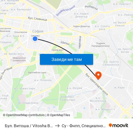 Бул. Витоша / Vitosha Blvd. (2825) to Су - Фнпп, Специалност Музика map