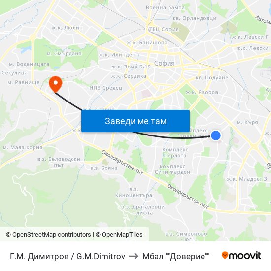 Г.М. Димитров / G.M.Dimitrov to Мбал ""Доверие"" map