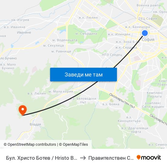 Бул. Христо Ботев / Hristo Botev Blvd. (0385) to Правителствен Санаториум map