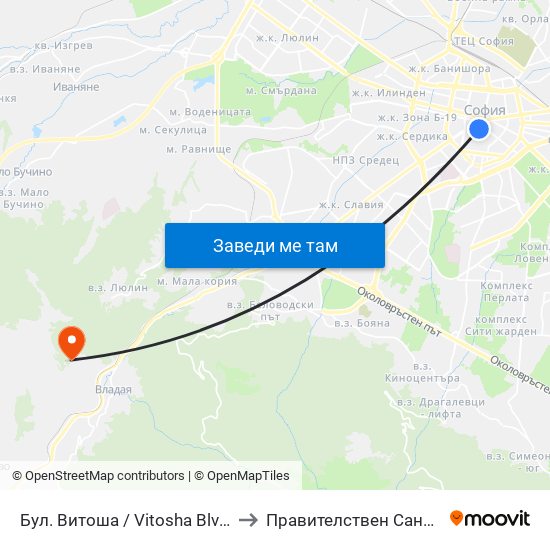 Бул. Витоша / Vitosha Blvd. (2825) to Правителствен Санаториум map