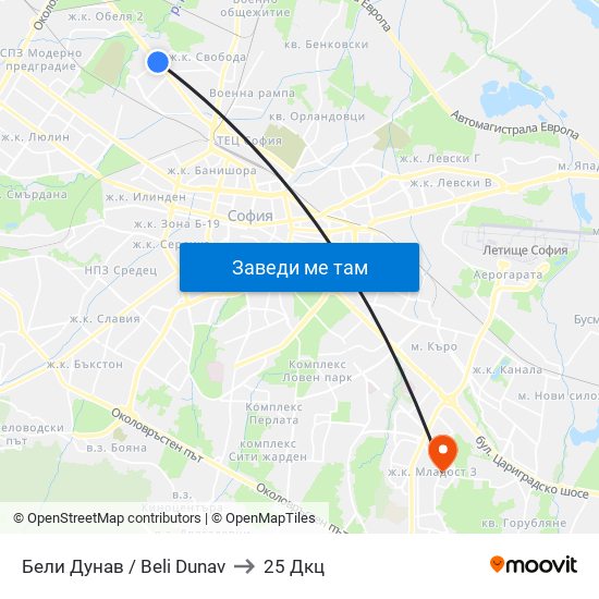Бели Дунав / Beli Dunav to 25 Дкц map