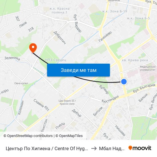 Център По Хигиена / Centre Of Hygiene (2342) to Мбал Надежда map