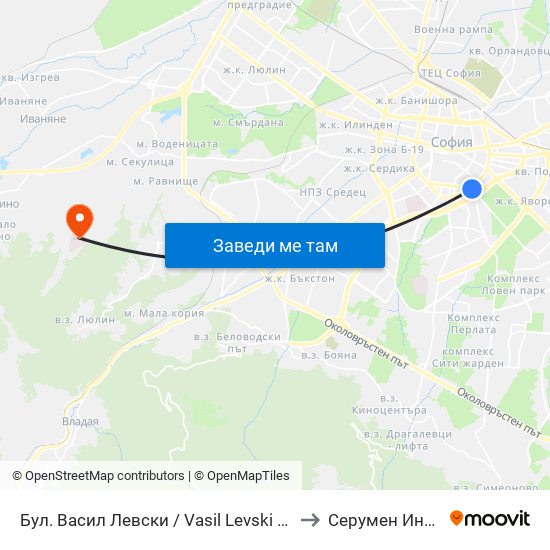 Бул. Васил Левски / Vasil Levski Blvd. (0300) to Серумен Институт map