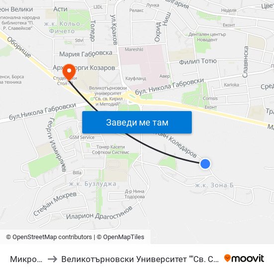 Микропазар to Великотърновски Университет ""Св. Св. Кирил И Методий"" map