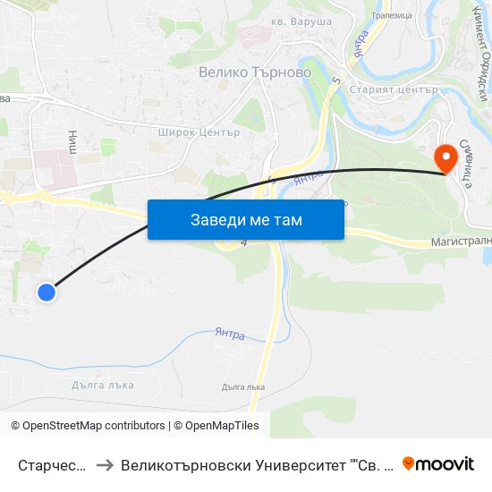 Старчески Дом / Nursing Home to Великотърновски Университет ""Св. Св. Кирил И Методий"" map