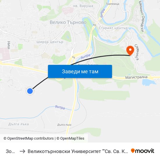 Зона В to Великотърновски Университет ""Св. Св. Кирил И Методий"" map