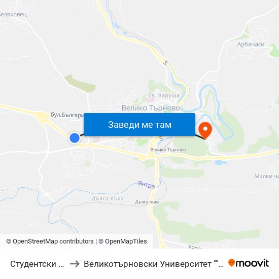 Студентски Общежития to Великотърновски Университет ""Св. Св. Кирил И Методий"" map