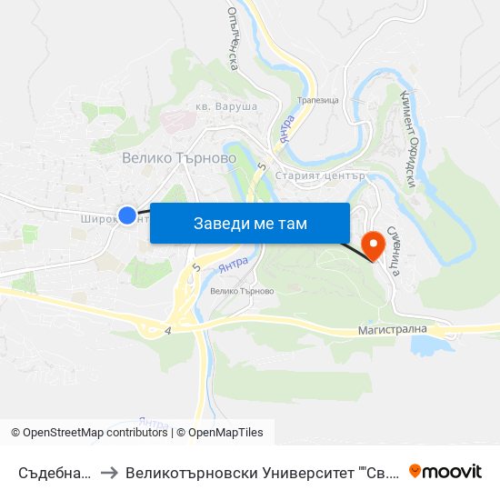 Съдебна Палата to Великотърновски Университет ""Св. Св. Кирил И Методий"" map