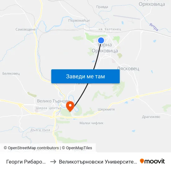 Георги Рибаров / Georgi Ribarov to Великотърновски Университет ""Св. Св. Кирил И Методий"" map