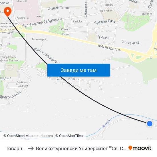 Товарна Гара to Великотърновски Университет ""Св. Св. Кирил И Методий"" map