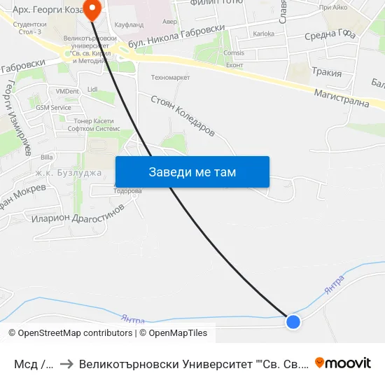 Мсд / Msd to Великотърновски Университет ""Св. Св. Кирил И Методий"" map