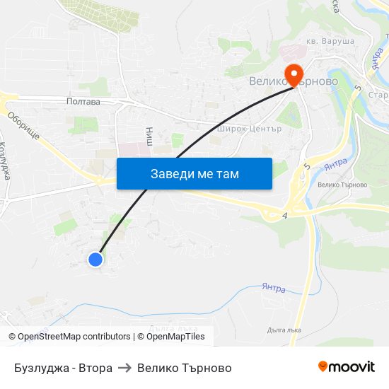 Бузлуджа - Втора to Велико Търново map