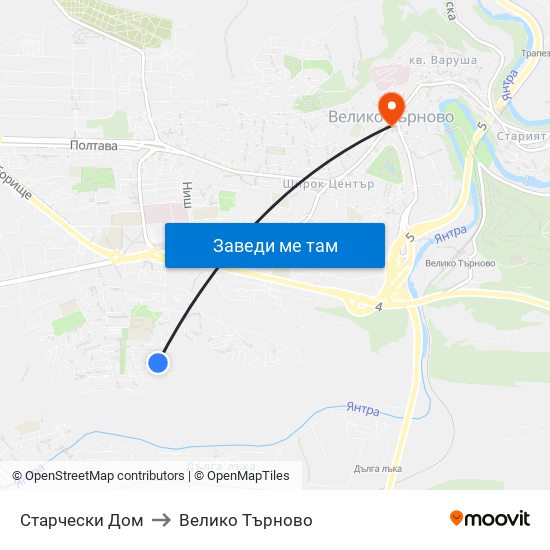 Старчески Дом / Nursing Home to Велико Търново map