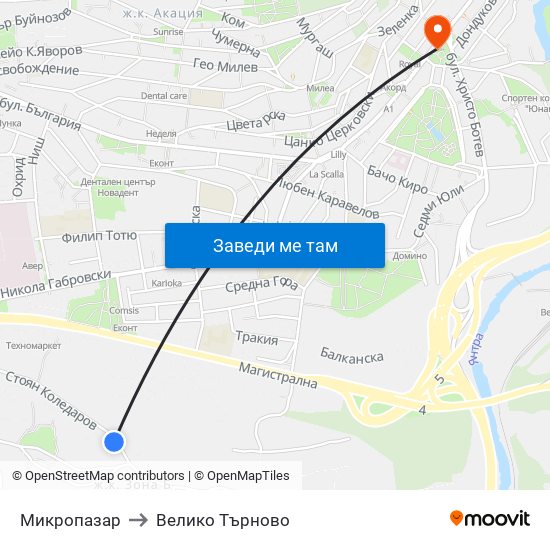 Микропазар / Micromarket to Велико Търново map