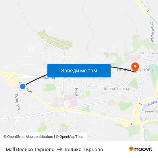 Mall Велико Търново to Велико Търново map